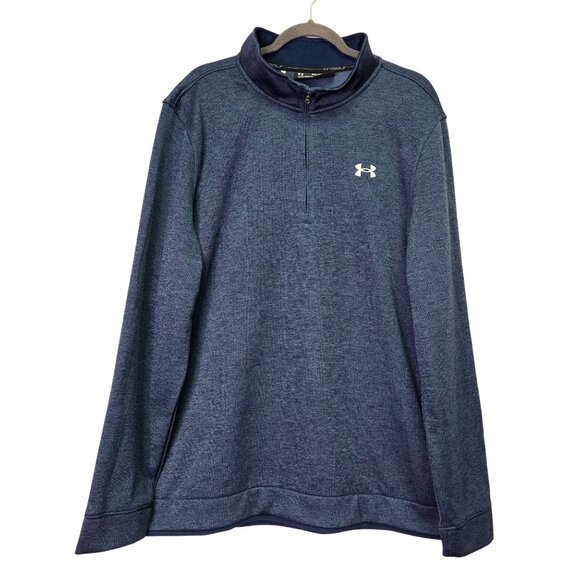 New Under Armour Storm Golf Mens 2XL Navy Heather Performance Fleece Quarter Zip - Picture 1 of 10